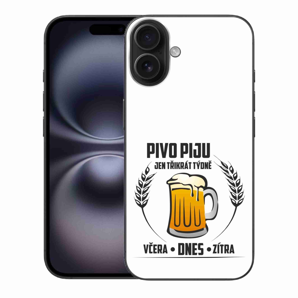 Gelový kryt mmCase na iPhone 16 Plus - pivní motiv bílé pozadí