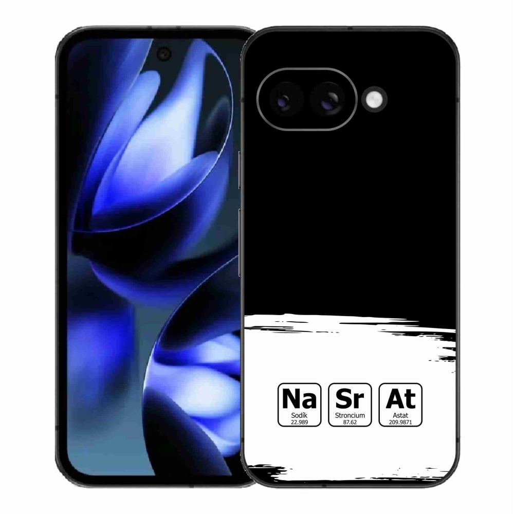 Gelový kryt mmCase na Google Pixel 9a - chemické prvky bíločerné pozadí