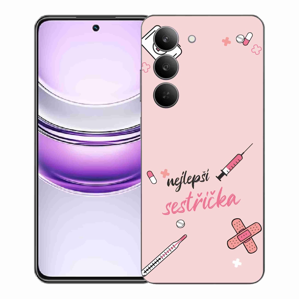 Gelový kryt mmCase na Realme 14x 5G - nejlepší sestřička růžové pozadí