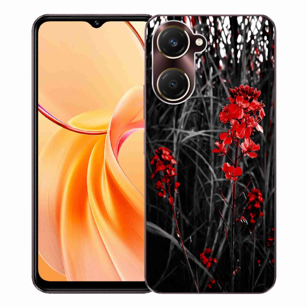 Gelový kryt mmCase na Vivo Y28s 5G - červená rostlina