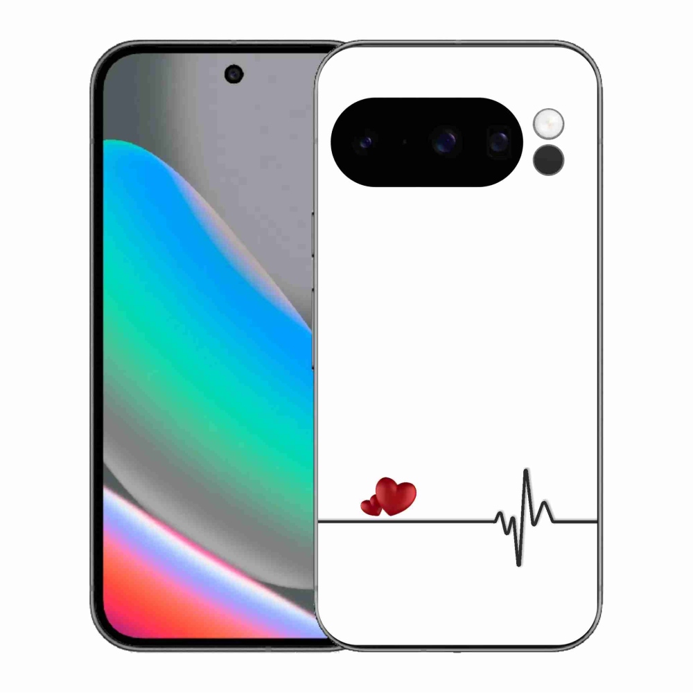 Gelový kryt mmCase na Google Pixel 10 Pro - srdce a tep bílé pozadí
