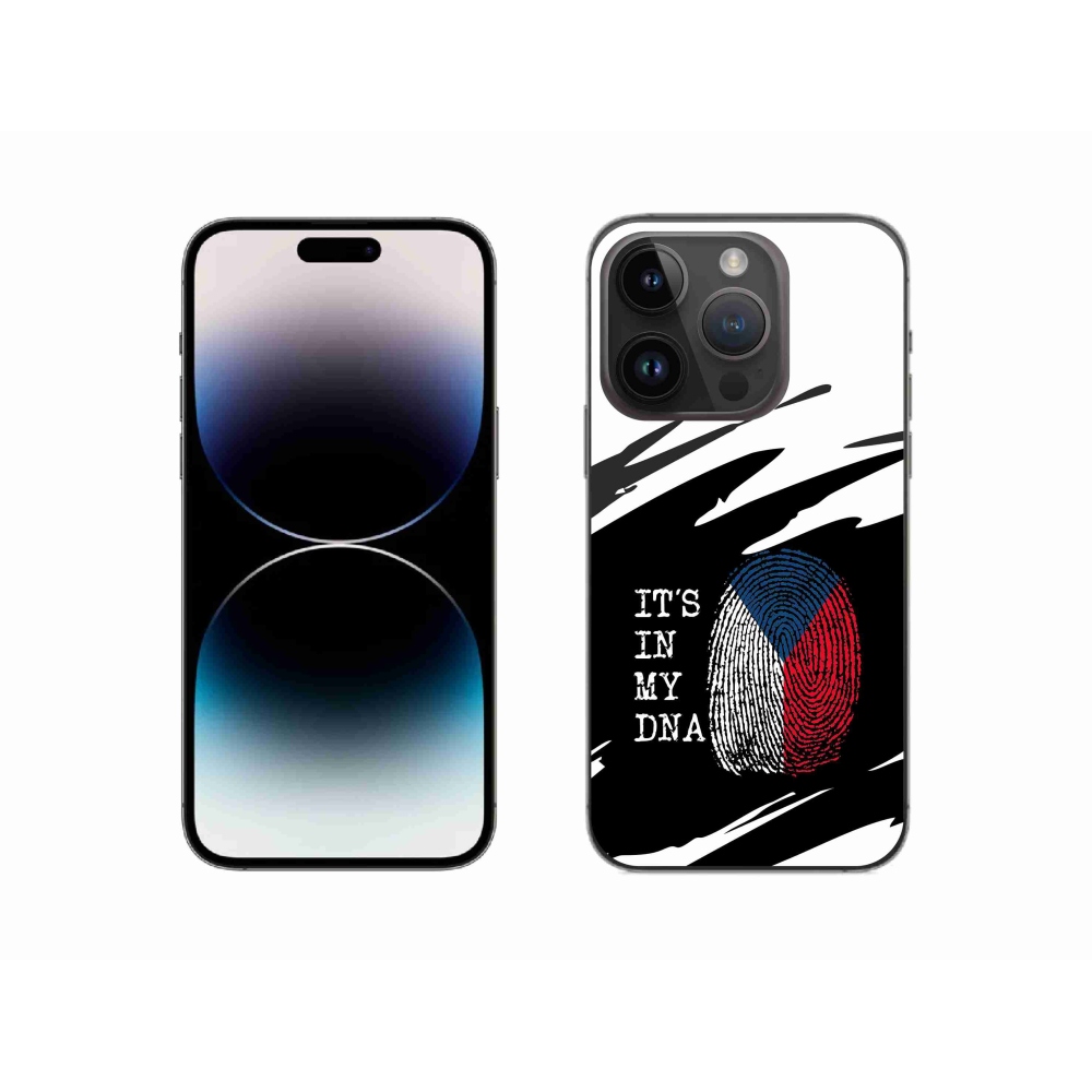 Gelový kryt mmCase na iPhone 14 Pro 6.1 - vlajka otisk prstu černobílé pozadí