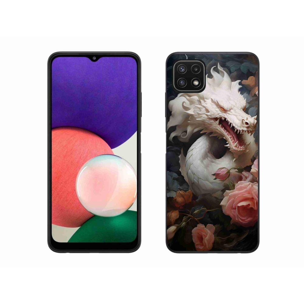 Gelový kryt mmCase na Samsung Galaxy A22 5G - bílý drak