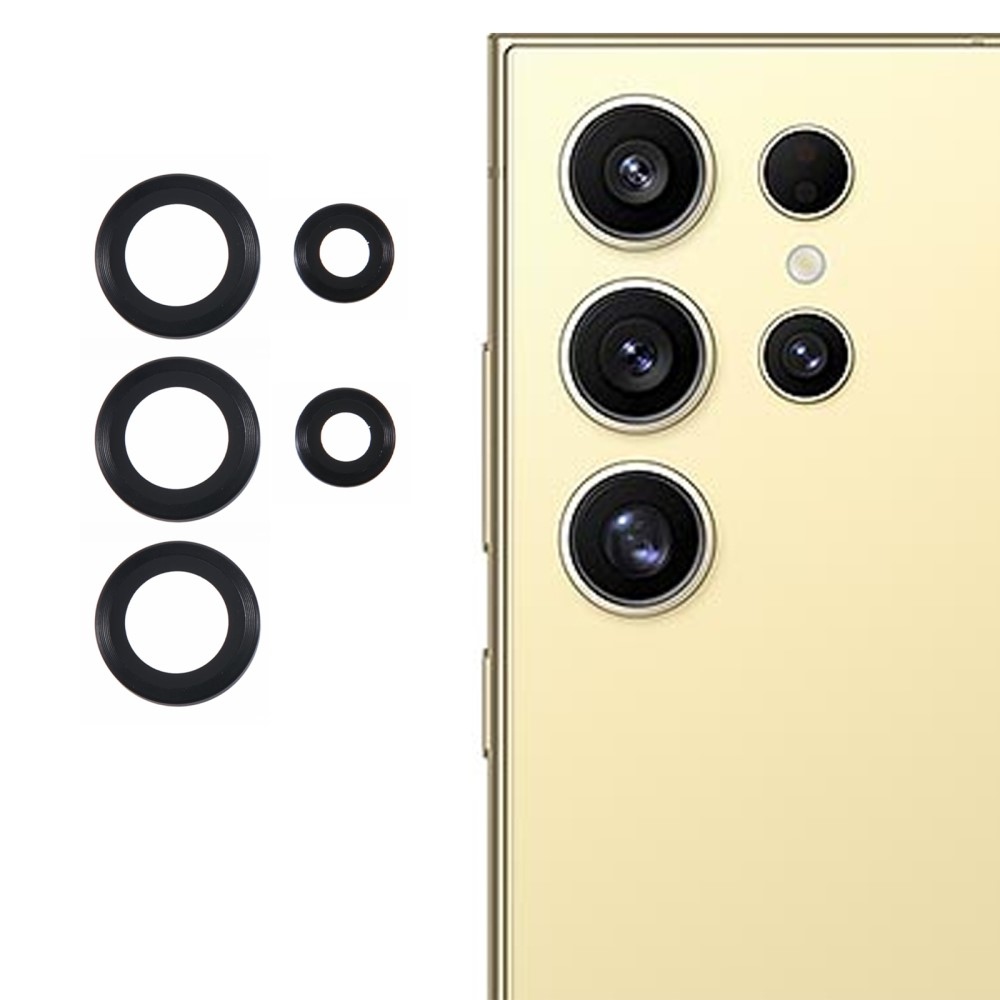 Metal sklo čočky fotoaparátu na Samsung Galaxy S25 Ultra (3 samostatná skla) - černé
