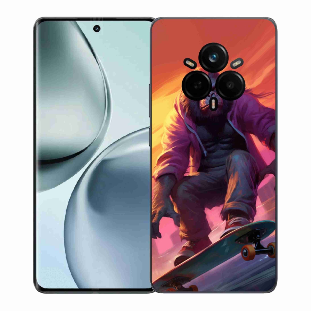 Gelový kryt mmCase na Realme 14 Pro+ 5G - gorila na skateboardu
