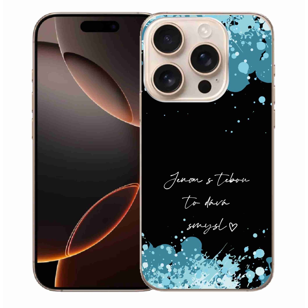 Gelový kryt mmCase na iPhone 16 Pro Max - zamilovaný text černé pozadí