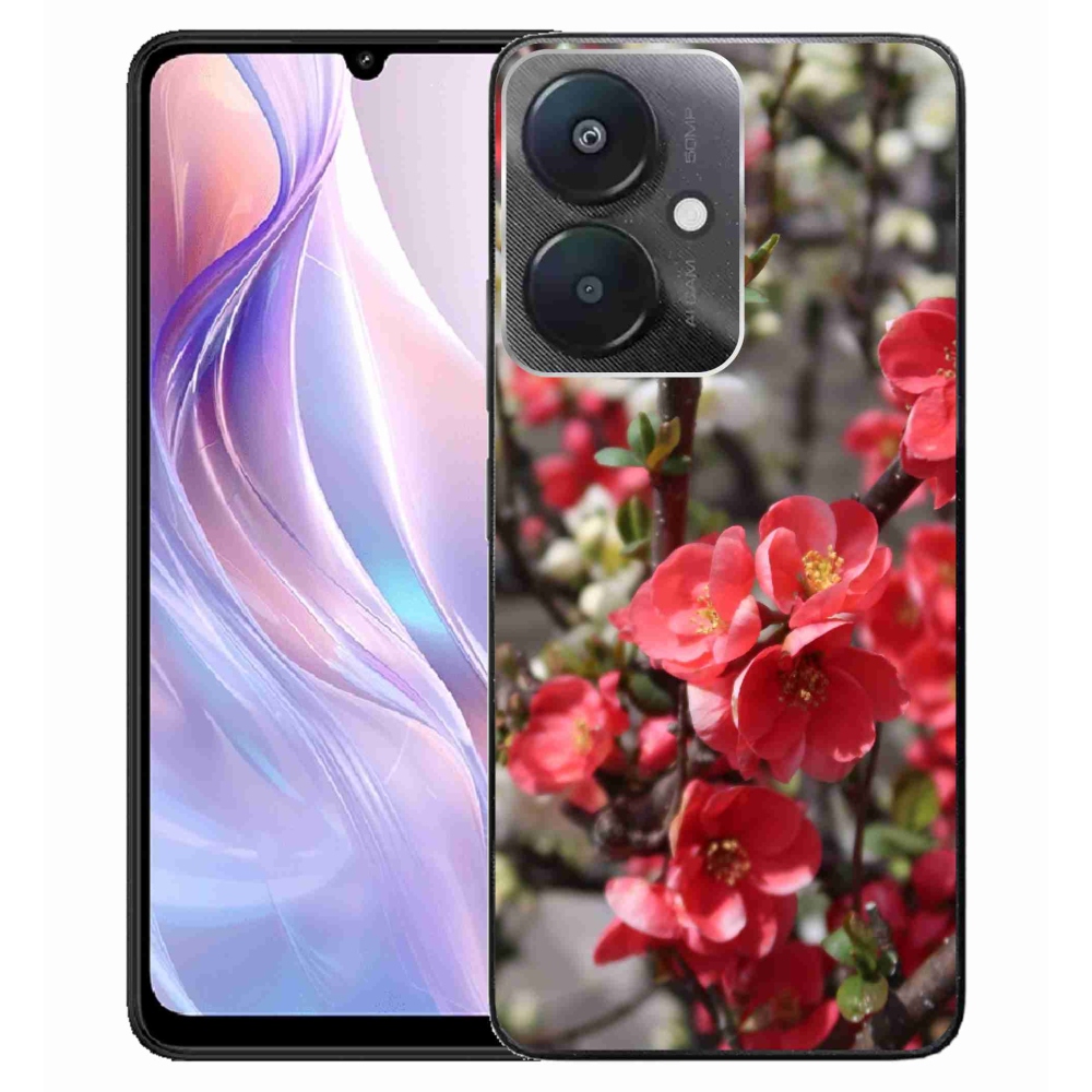 Gelový kryt mmCase na Xiaomi Redmi 13C 5G - červené květy