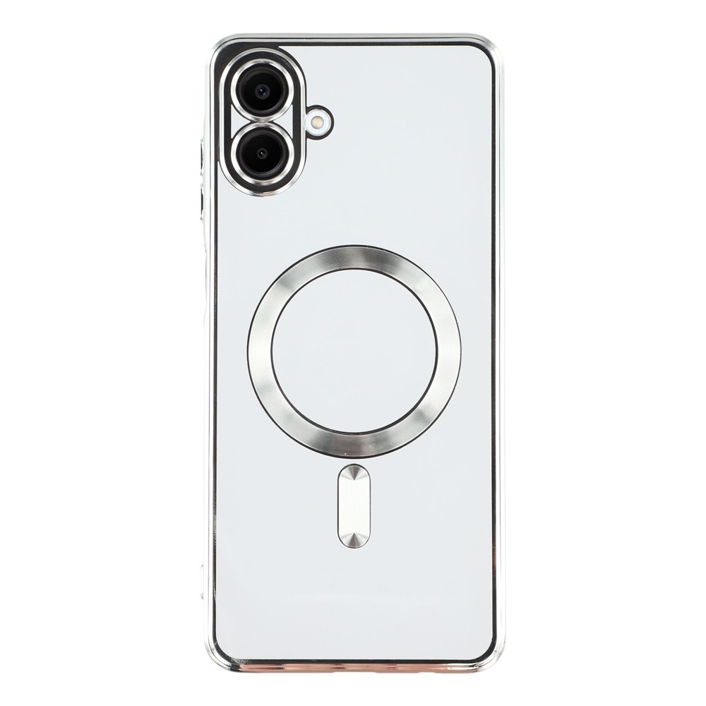 Clear obal s ochranou fotoaparátu a podporou MagSafe na Samsung Galaxy A07 4G - stříbrný