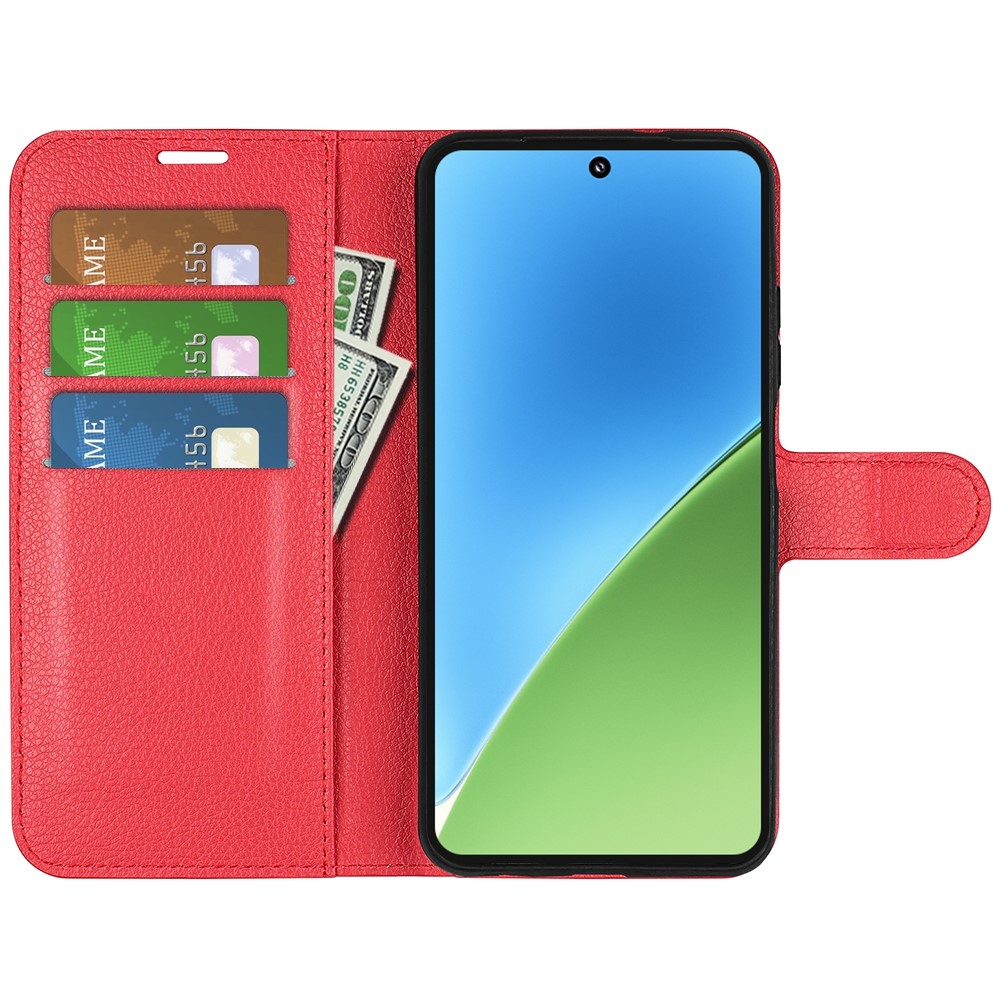 Litchi knížkové pouzdro na Xiaomi 15 - červené