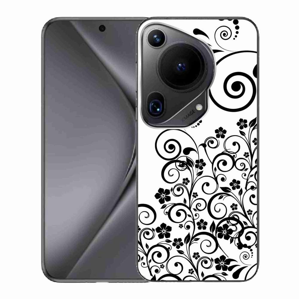 Gelový kryt mmCase na Huawei Pura 70 Ultra - černobílé květinové vzory
