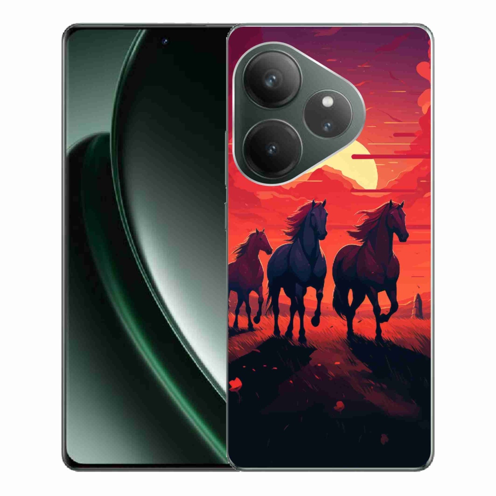 Gelový kryt mmCase na Realme GT 6 5G/GT 6T 5G - koně a západ slunce