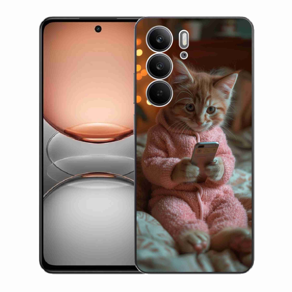 Gelový kryt mmCase na Realme C75 - kotě s mobilem