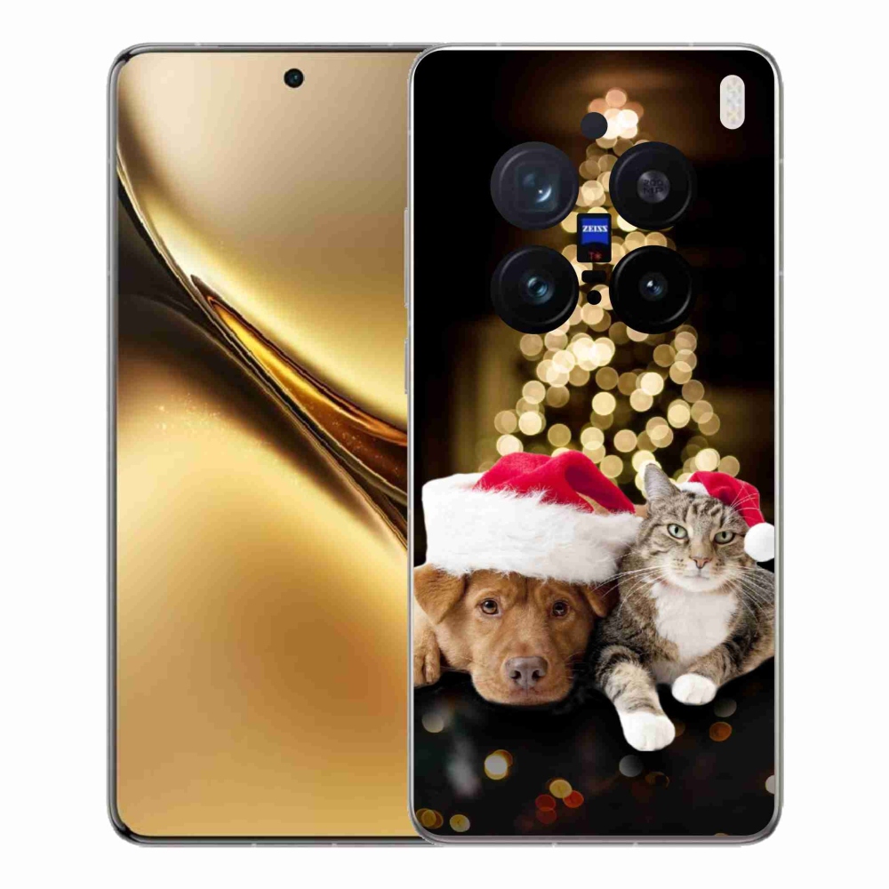 Gelový kryt mmCase na Vivo X200 Pro 5G - vánoční pes a kočka