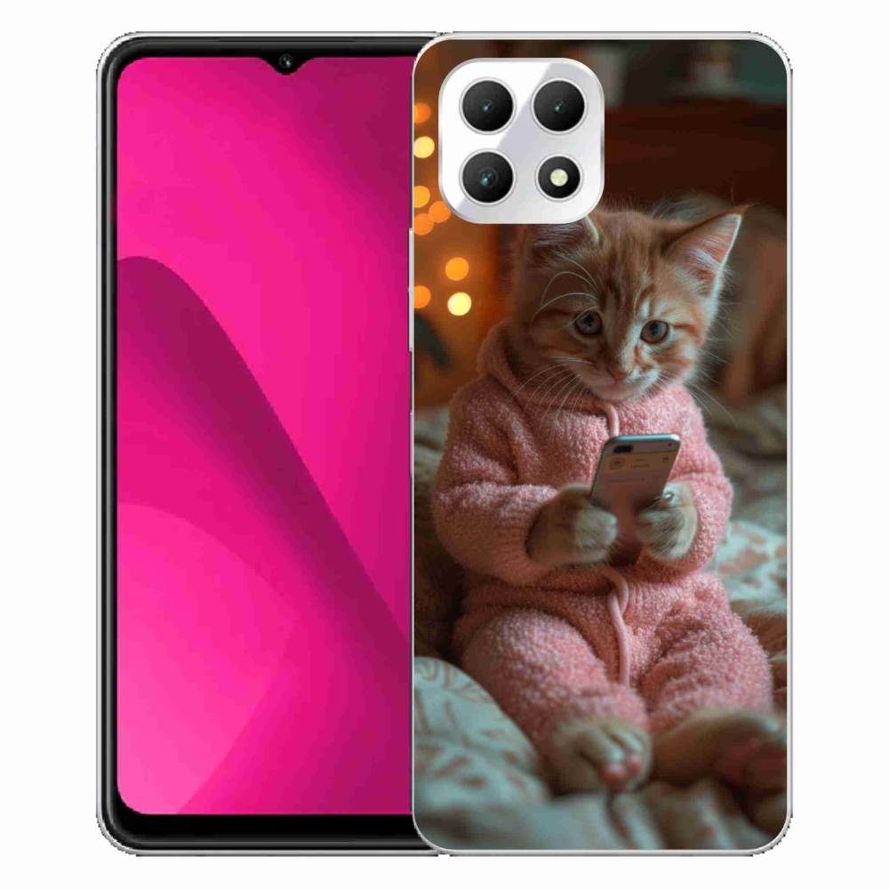 Gelový kryt mmCase na T-Mobile T Phone 2 - kotě s mobilem