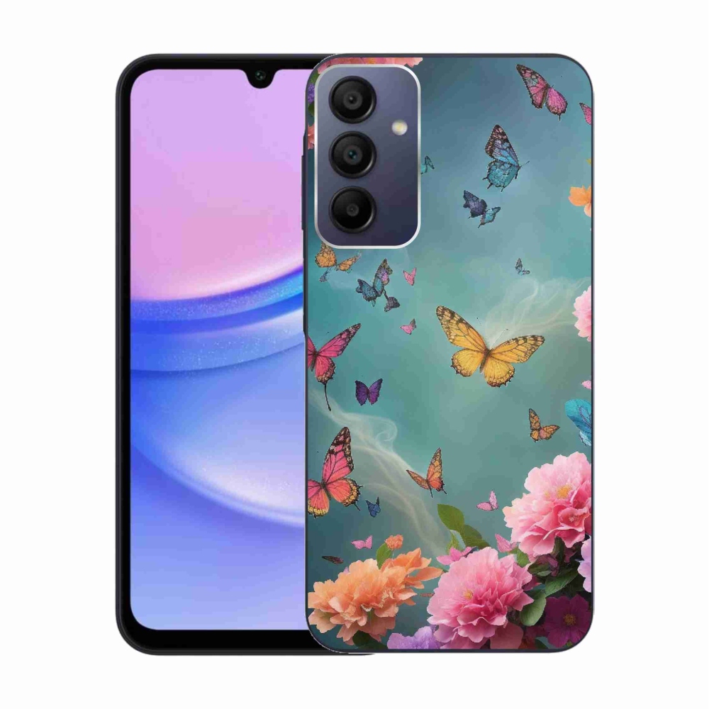 Gelový kryt mmCase na Samsung Galaxy A15 4G/5G - barevné květy a motýli