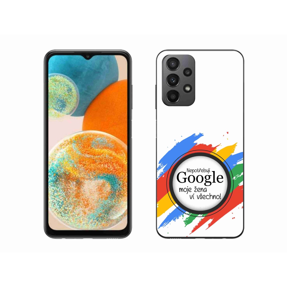 Gelový kryt mmCase na Samsung Galaxy A23 4G/5G - žena ví všechno bílé pozadí