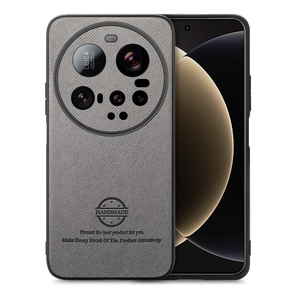 Crafted gelový obal s umělou kůží na Xiaomi 15 Ultra - šedý