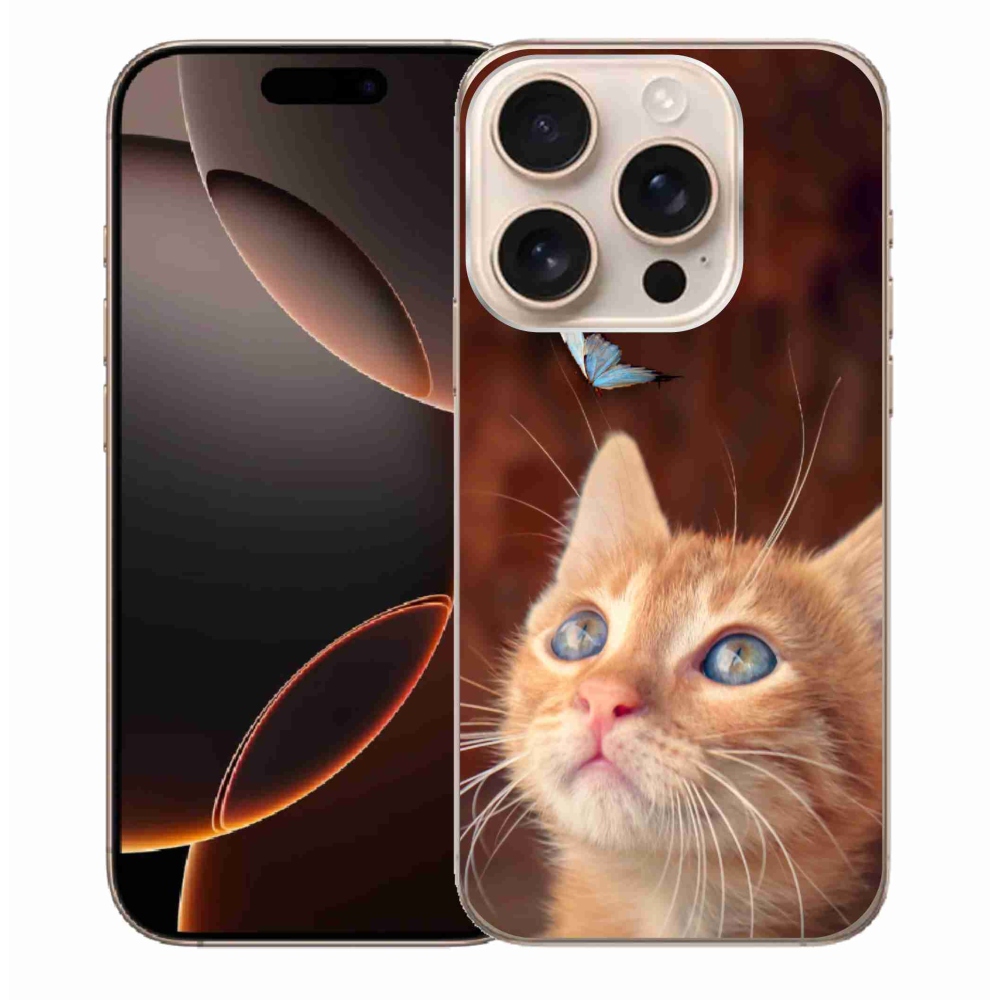 Gelový kryt mmCase na iPhone 16 Pro Max - motýl a kotě