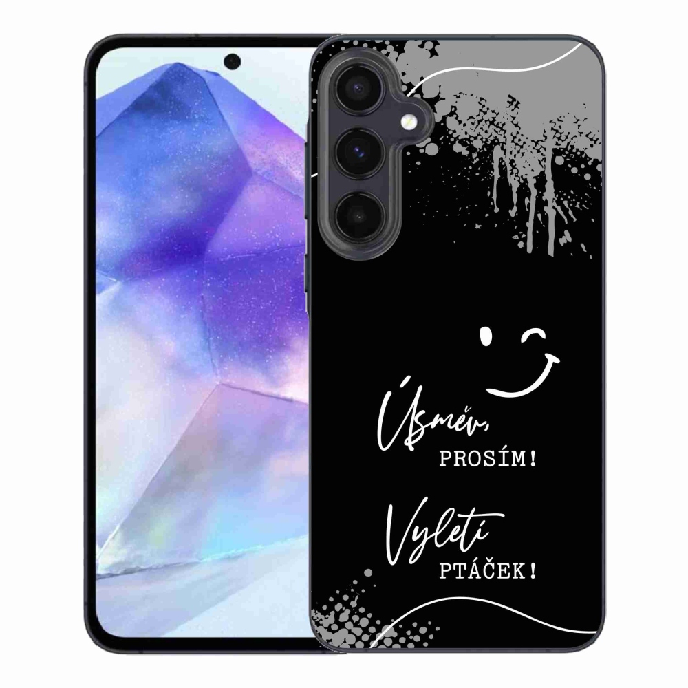 Gelový kryt mmCase na Samsung Galaxy A55 5G - vtipný text 4 černé pozadí
