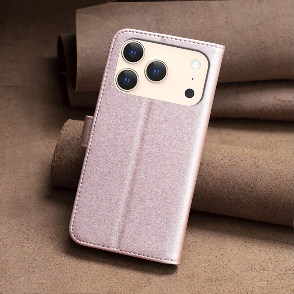 BNF knížkové pouzdro na iPhone 17 Pro - růžovozlaté