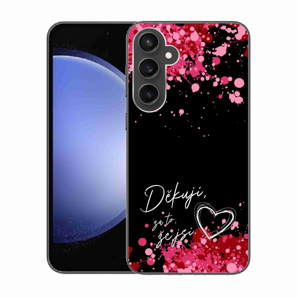 Gelový kryt mmCase na Samsung Galaxy S23 FE - zamilovaný text 2 černé pozadí