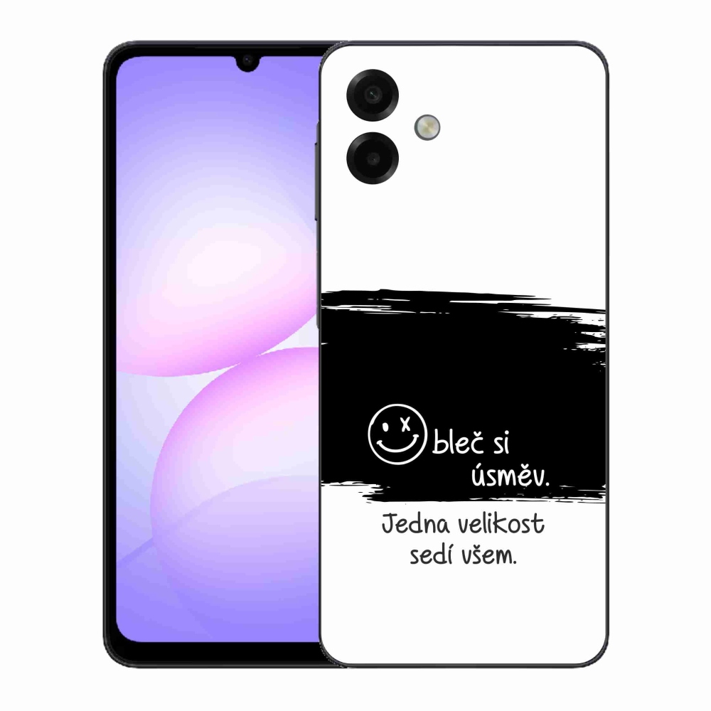 Gelový kryt mmCase na Samsung Galaxy A07 4G - vtipný text 8 černobílé pozadí