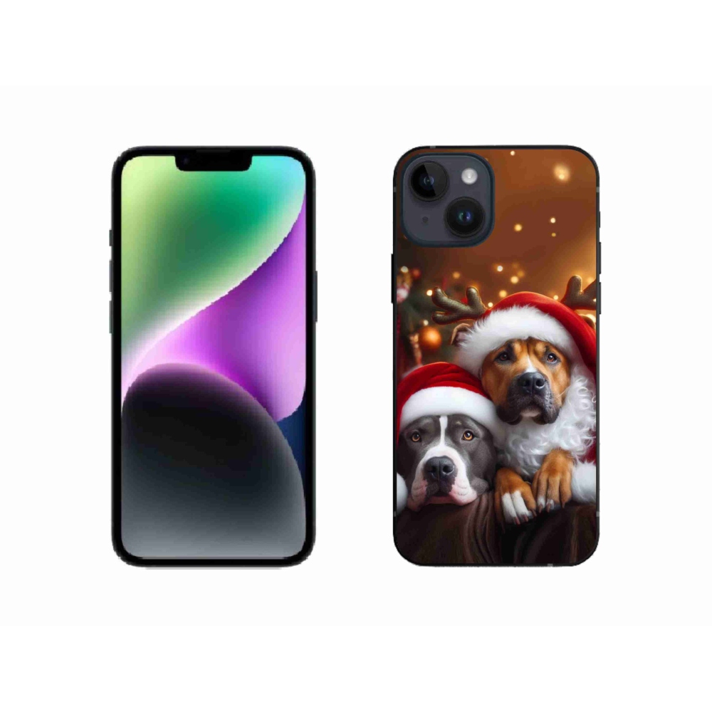 Gelový kryt mmCase na iPhone 14 - vánoční psi