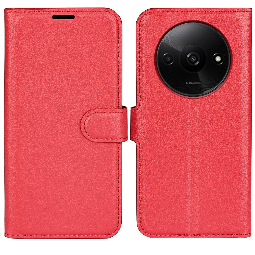 Litchi knížkové pouzdro na Xiaomi Redmi A3 - červené