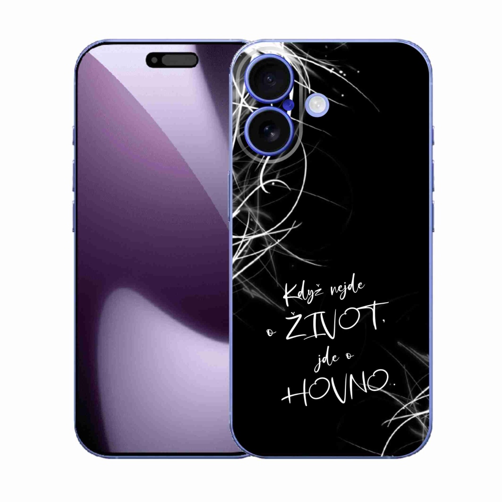 Gelový kryt mmCase na iPhone 17 - vtipný text 16 černé pozadí
