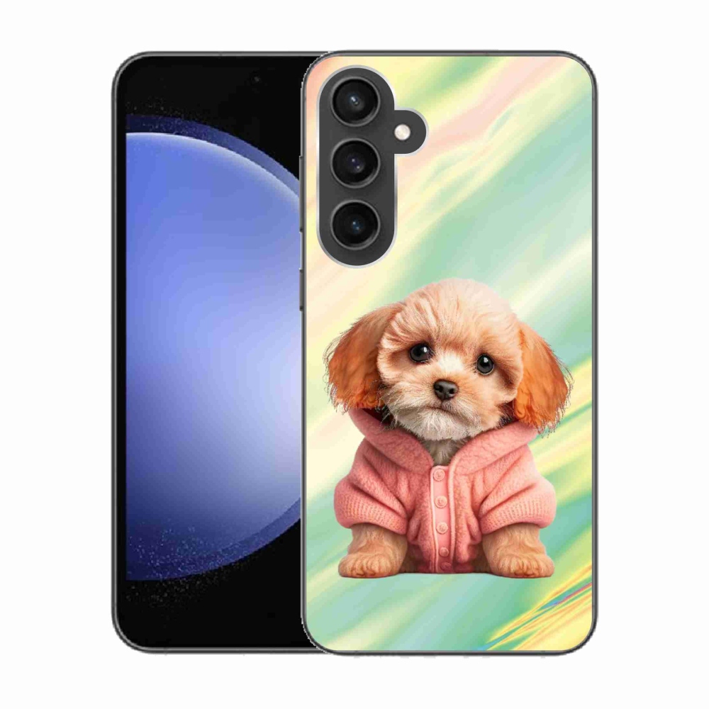 Gelový kryt mmCase na Samsung Galaxy S23 FE - štěně ve svetru