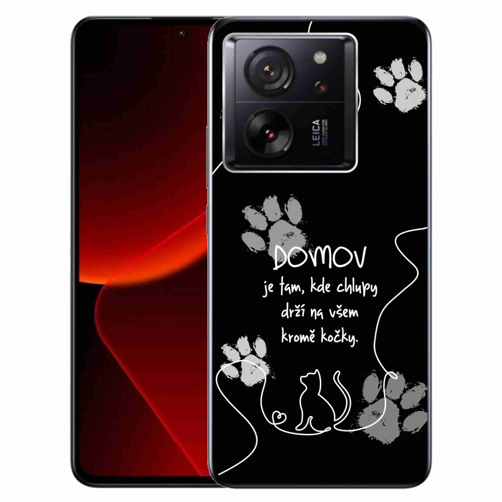 Gelový kryt mmCase na Xiaomi 13T/13T Pro - kočičí motiv černé pozadí
