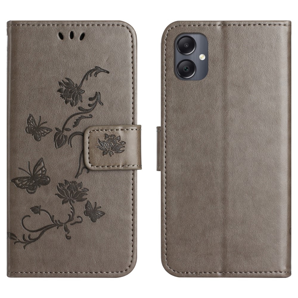 Flower knížkové pouzdro na Samsung Galaxy A07 4G - šedé