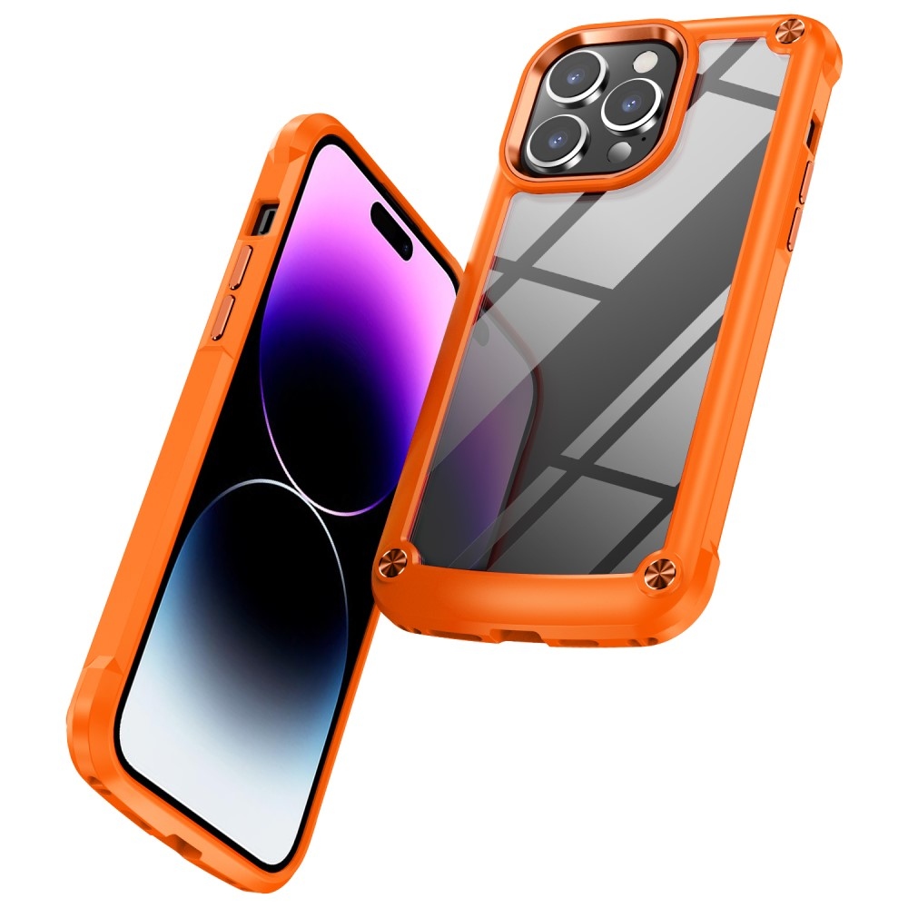 Gelový obal s pevnými zády na iPhone 15 Pro Max - oranžový