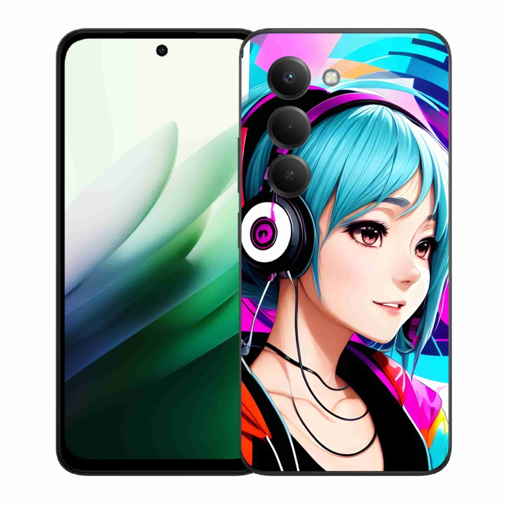 Gelový kryt mmCase na Xiaomi Redmi 15 5G (169mm) - dívka se sluchátky