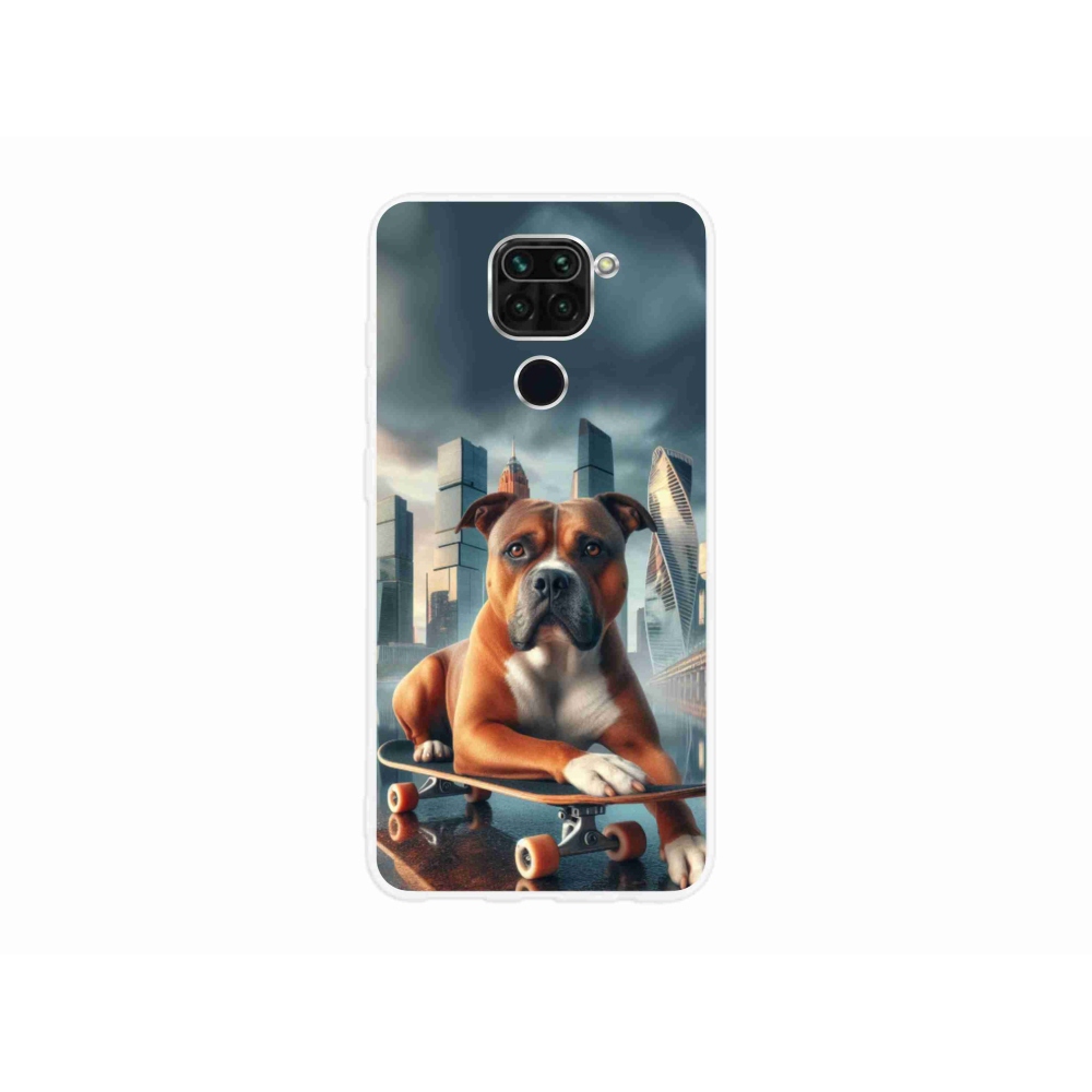Gelový kryt mmCase na Xiaomi Redmi Note 9 - pes na skateboardu