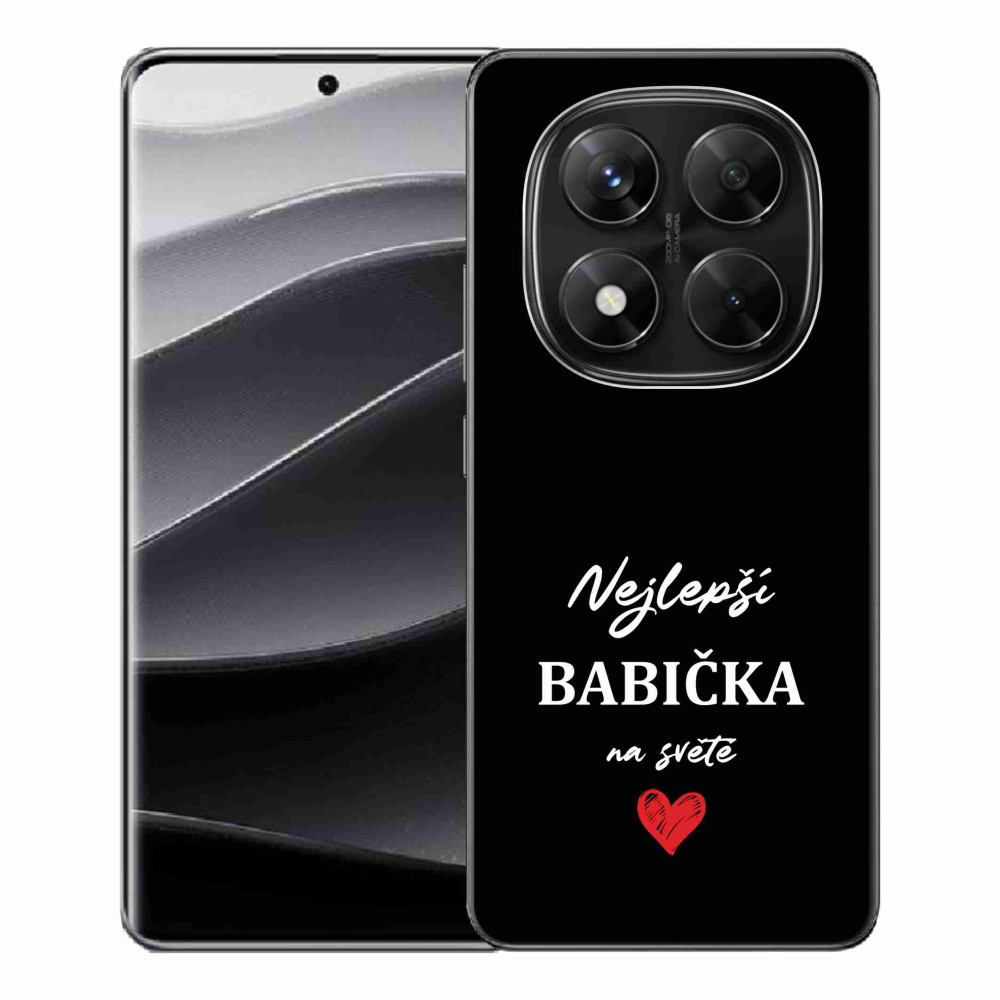 Gelový kryt mmCase na Xiaomi Redmi Note 14 Pro 5G/Poco X7 5G - nejlepší babička 1 černé pozadí