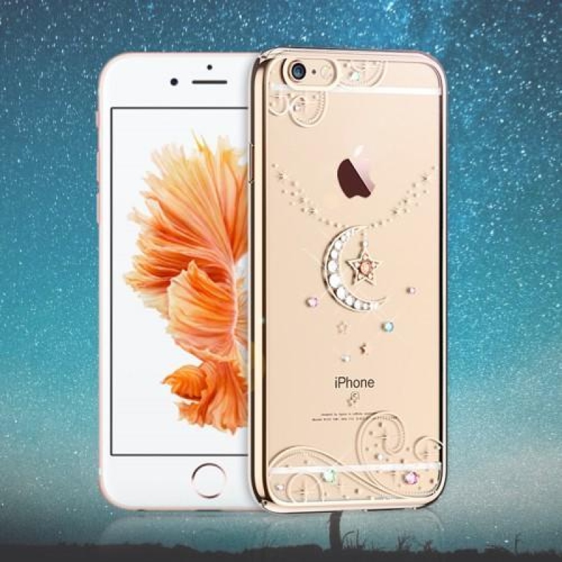 Xbar plastový obal s krystalovým zdobením na iPhone 6s Plus a 6 Plus - půlměsíc/zlatý