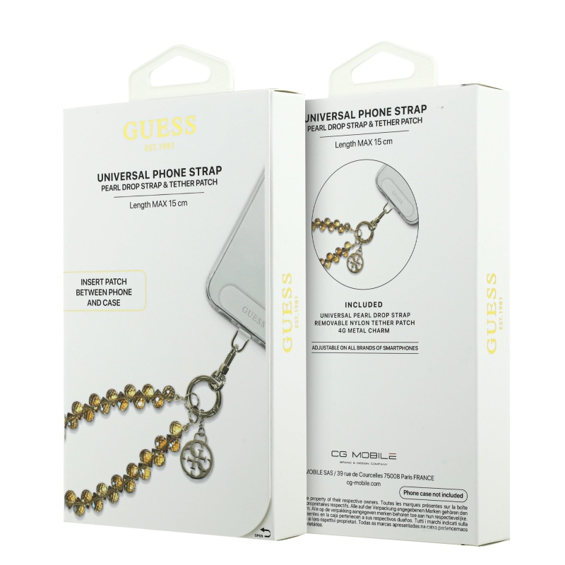 Guess Univerzální Popruh na Ruku Crystals 4G Charm Gold