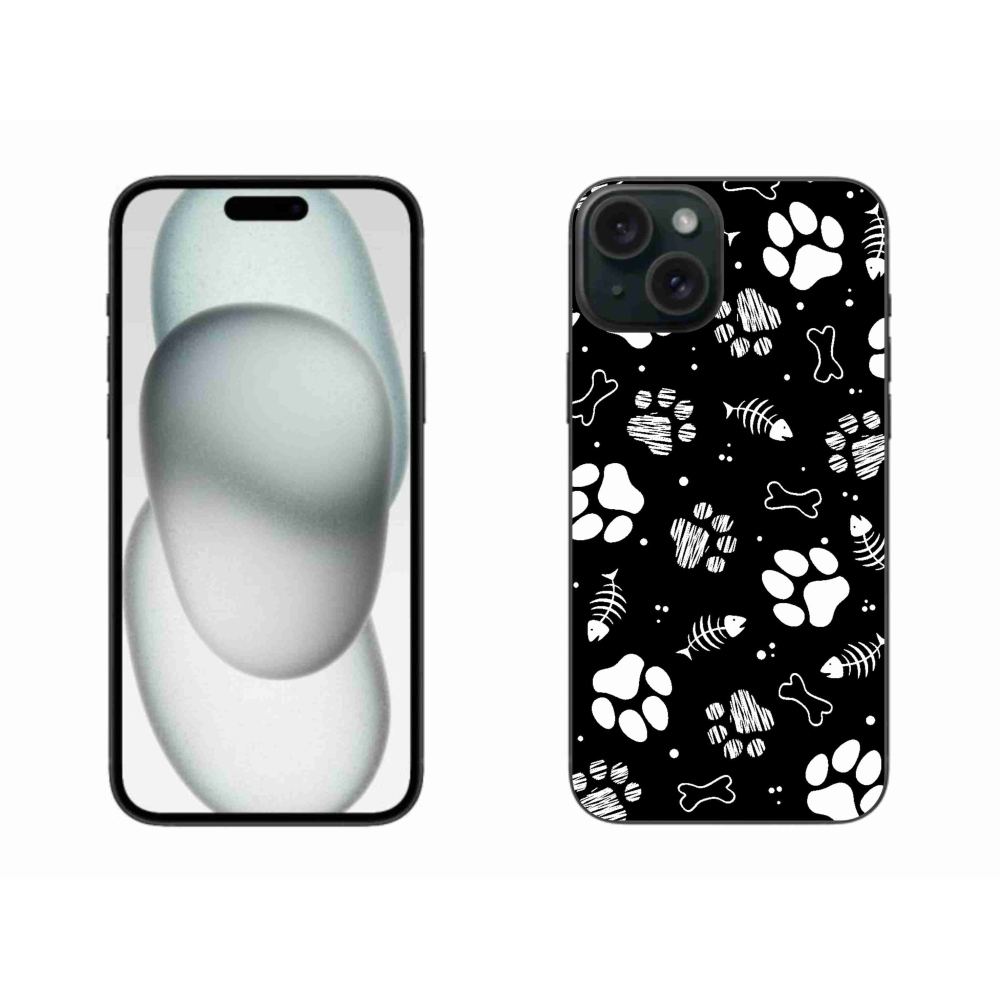 Gelový kryt mmCase na iPhone 15 Plus - psí tlapky