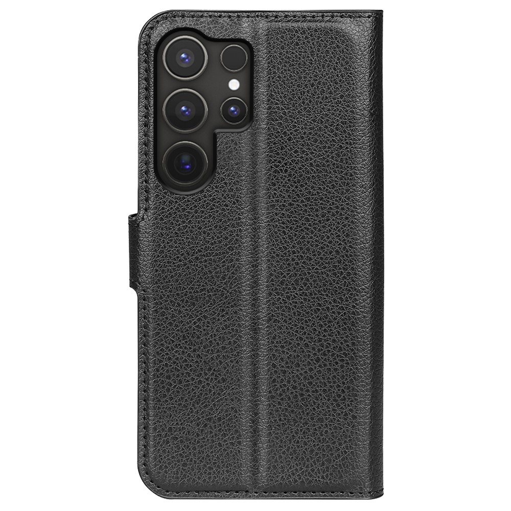 Litchi knížkové pouzdro na Samsung Galaxy S25 Ultra - černé
