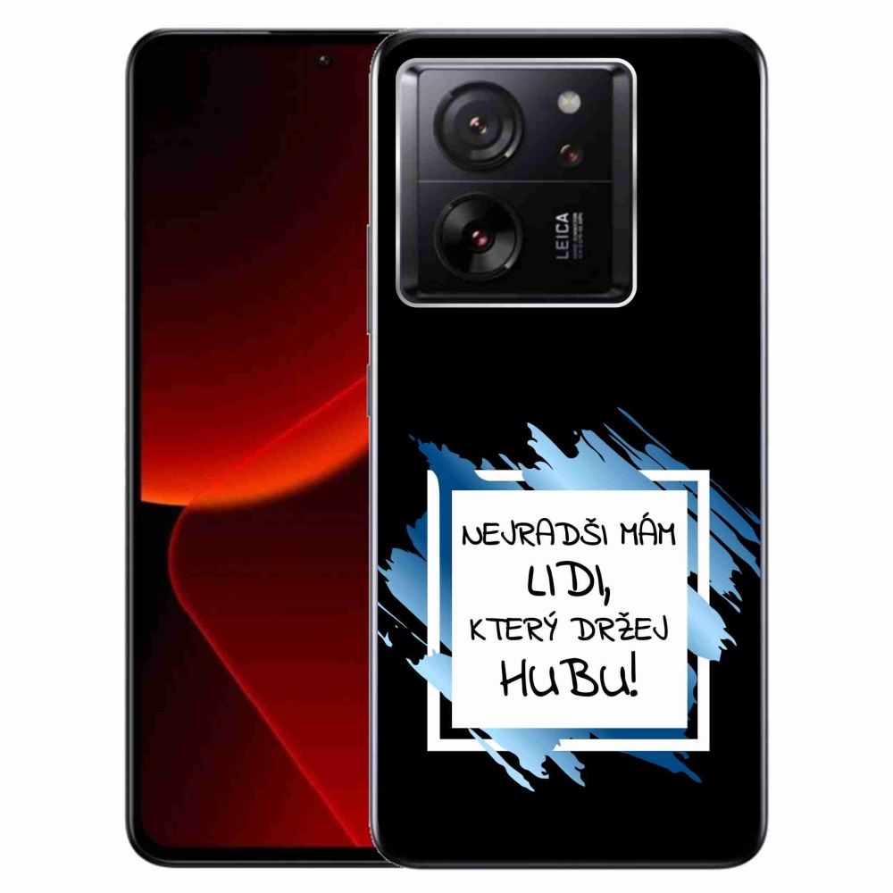 Gelový kryt mmCase na Xiaomi 13T/13T Pro - vtipný text 7 bíločerné pozadí