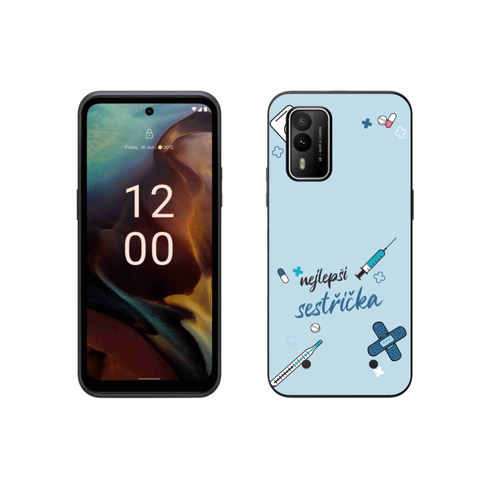 Gelový kryt mmCase na Nokia XR21 - nejlepší sestřička modré pozadí
