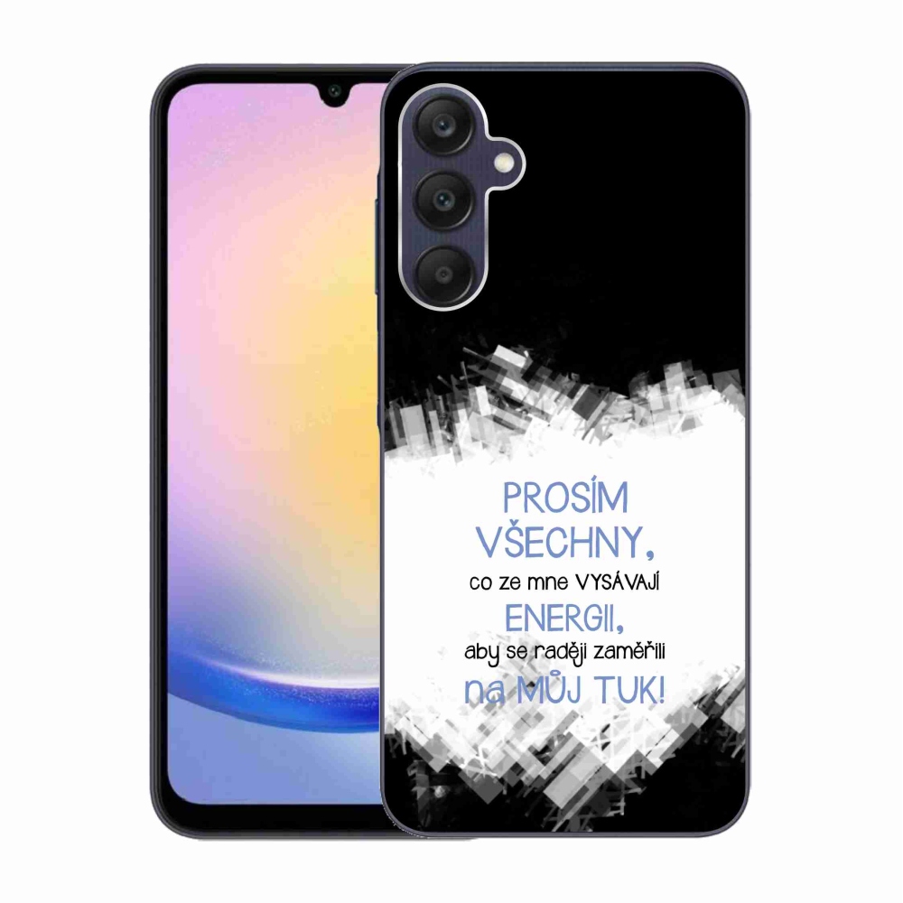 Gelový kryt mmCase na Samsung Galaxy A25 5G - vtipný text 1 modrý