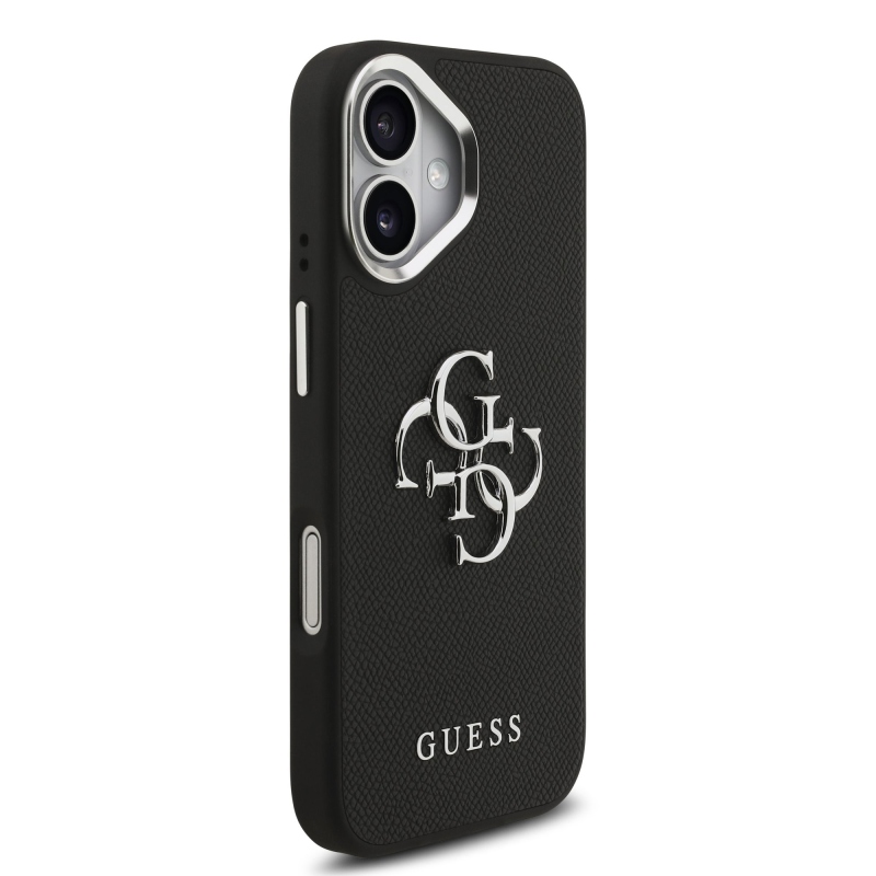 Guess PU Grained 4G Metal Logo Zadní Kryt pro iPhone 17 Black