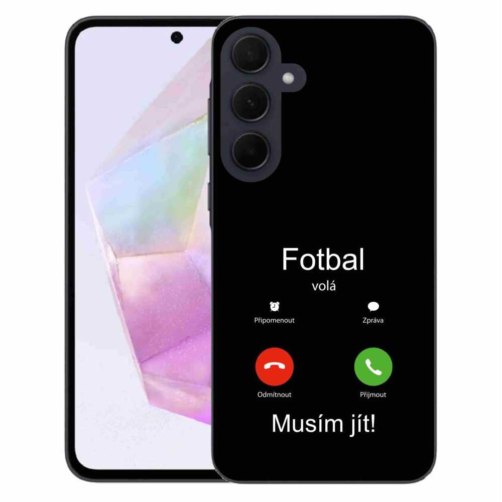 Gelový kryt mmCase na Samsung Galaxy A35 5G - fotbal volá černé pozadí