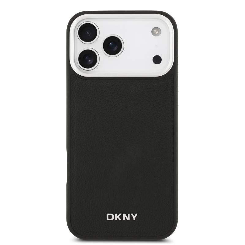 DKNY PU Leather Metal Logo Wrist Chain MagSafe Zadní Kryt pro iPhone 17 Pro Max Black