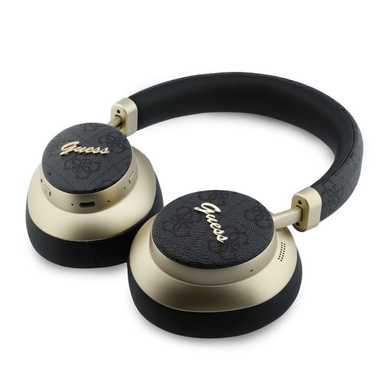 Guess PU 4G Gold Script Metal Logo ENC Bezdrátová Sluchátka Black