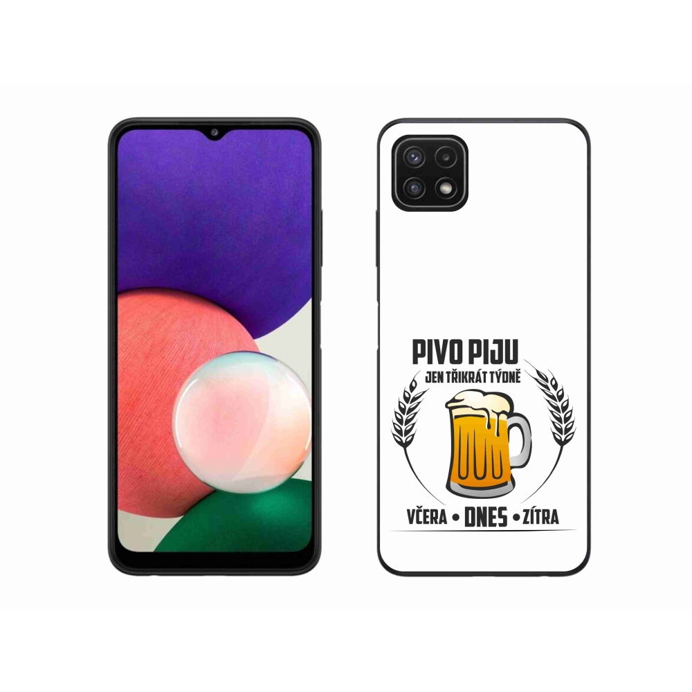 Gelový kryt mmCase na Samsung Galaxy A22 5G - pivní motiv bílé pozadí