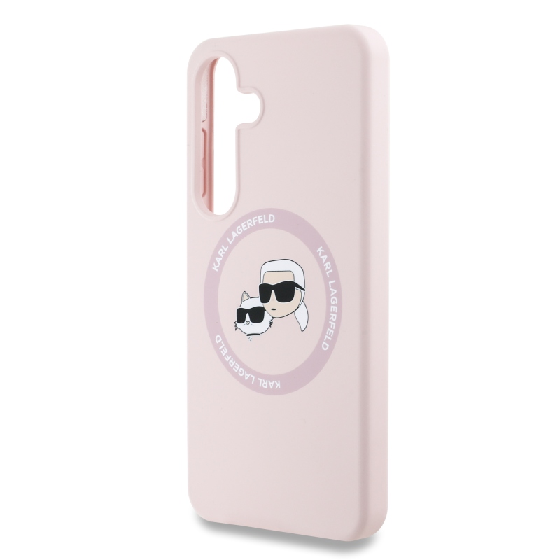 Karl Lagerfeld Liquid Silicone K&CH Heads MagSafe Zadní Kryt pro Samsung Galaxy S25+ Pink