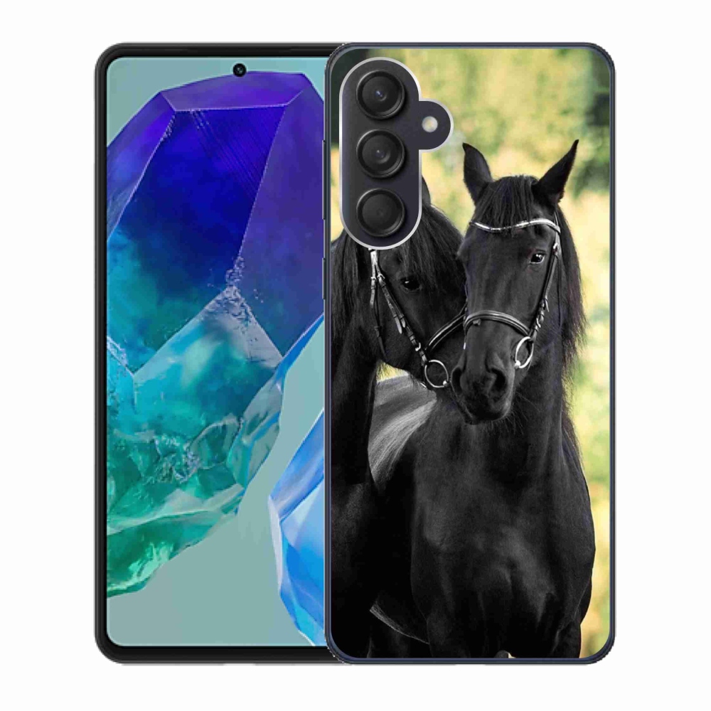 Gelový kryt mmCase na Samsung Galaxy M55 5G - dva černí koně
